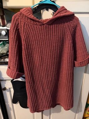 POL Mauve Rose Waffle-Knit Hooded Mini Dress/ tunic